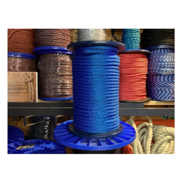 Rol 62 meter Blauw spiraalgevlochten Multilon touw 10 MM